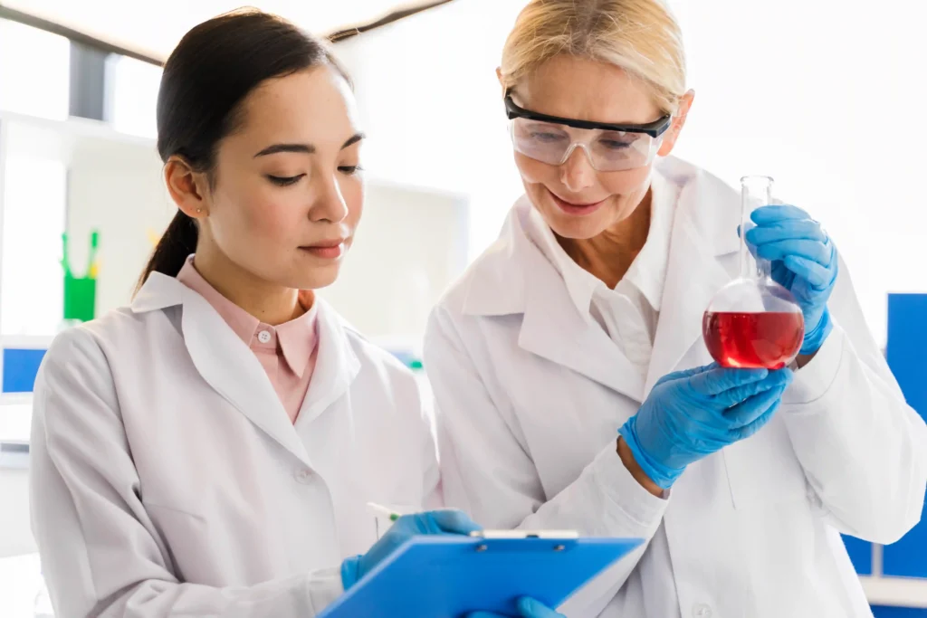 front-view-female-scientists-with-surgical-gloves-laboratory